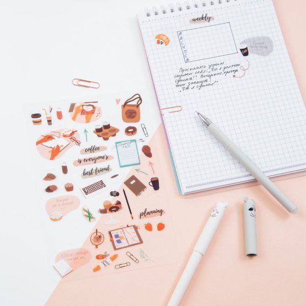 Наклейки ПВХ MESHU "Coffee time" 10 x 21 см, 43 накл, инд. уп., европодвес RE-MS_42718