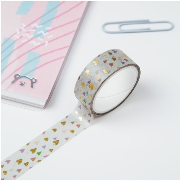 Клейкая лента декоративная MESHU "Small hearts" 1.5 см x 3 м RE-MS_36867