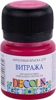 Краска акриловая для витража DECOLA банка 20 мл, 322 Розовая NP-4226322