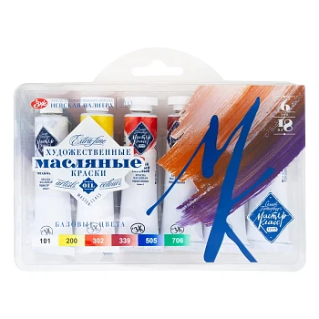 Набор масляных красок МАСТЕР-КЛАСС Basic colours 6 шт х 18 мл, в пластиковом коррексе с европодвесом NP-111392033