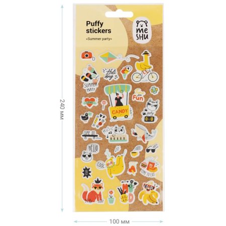 Наклейки объемные MESHU "Summer party", 10*24см, 29 наклеек, инд. уп., европодвес RE-MS_37566