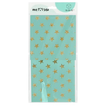 Коробка складная подарочная MESHU "Stars", (15*15*15см), с лентой, отд. блестками RE-MS_54180