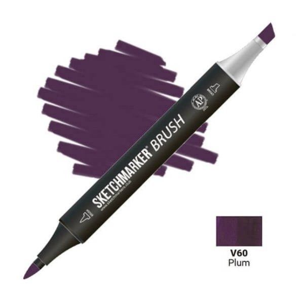 Маркер SKETCHMARKER Brush двухсторонний на спирт.основе V60 Слива MPSMB-V60