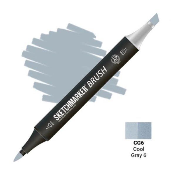 Маркер SKETCHMARKER Brush двухсторонний на спирт.основе CG6 Прохладный серый 6 MPSMB-CG6