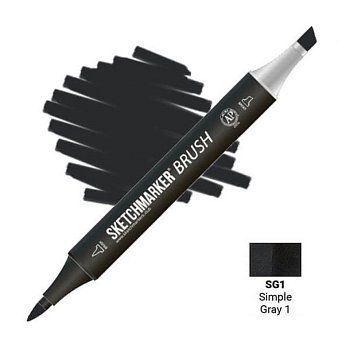 Маркер SKETCHMARKER Brush двухсторонний на спирт.основе SG1 Простой серый 1 MPSMB-SG1
