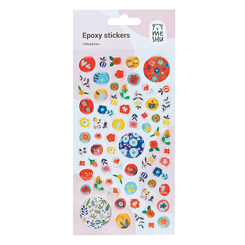 Наклейки гелевые MESHU "Meadow", 10*22см, 74 наклейки, инд. уп., европодвес RE-MS_42780