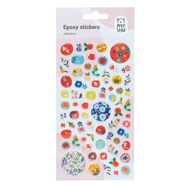 Наклейки гелевые MESHU "Meadow", 10*22см, 74 наклейки, инд. уп., европодвес RE-MS_42780