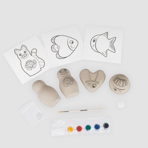 Набор для росписи ТРИ СОВЫ "Кошка на рыбалке" с магнитами, красками и кистью RE-НР_54909