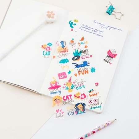Наклейки ПВХ MESHU "Cat lover", 10*21см, 23 наклейки, инд. уп., европодвес RE-MS_42742