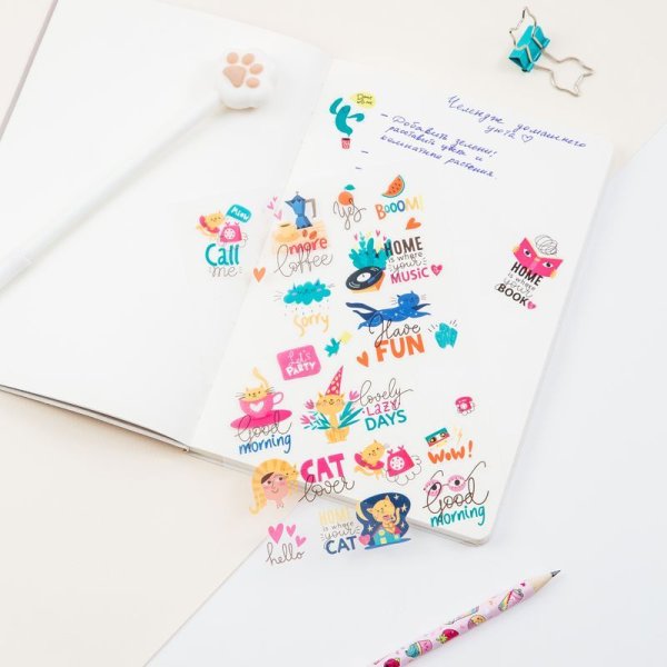 Наклейки ПВХ MESHU "Cat lover", 10*21см, 23 наклейки, инд. уп., европодвес RE-MS_42742