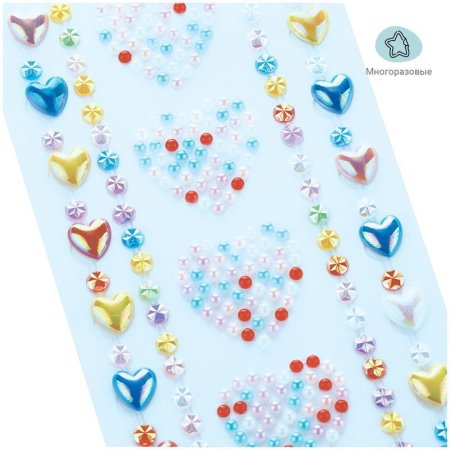 Наклейки акриловые MESHU "Bright hearts", 25*7,8см, стразы, 426 наклеек, инд. уп., европодвес RE-MS_36664