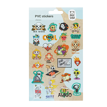 Наклейки ПВХ MESHU "Horror", 10*21см, 24 наклейки, инд. уп., европодвес RE-MS_42752