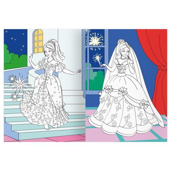 Раскраска с цв. фоном А4 ТРИ СОВЫ "Бал принцесс" 16 стр. RE-PцА4_57736