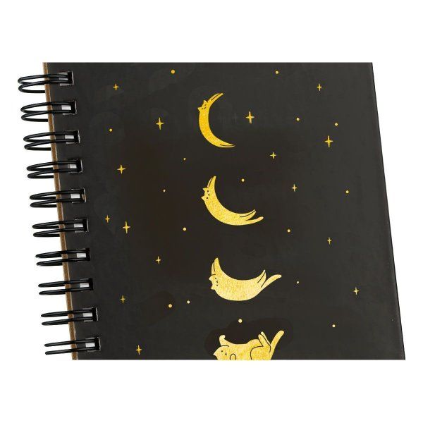 Записная книжка 95 x 175 мм 96л. MESHU "Black cat" на гребне, мат. ламинация, твердая обложка, тиснение фольгой RE-MS_52916