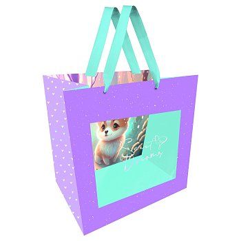 Пакет подарочный 23 x 18 x 10 см MESHU "Cutie" отд. фольгой, с окошком RE-MS_51933