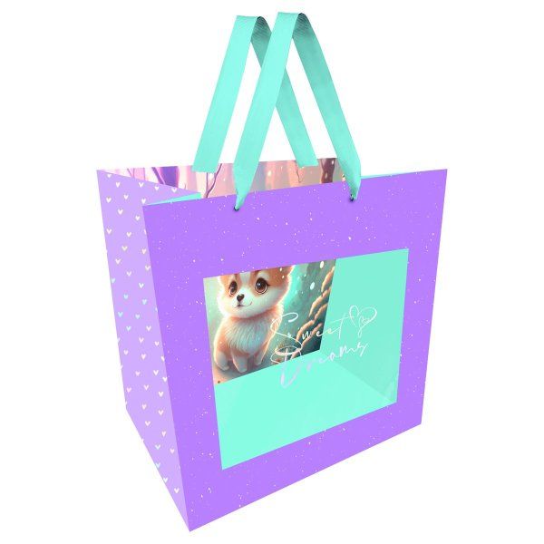 Пакет подарочный 23 x 18 x 10 см MESHU "Cutie" отд. фольгой, с окошком RE-MS_51933