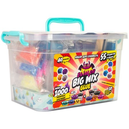 Набор для создания слайма Slimer "Big Mix Glue" 55 элементов пластиковая коробка AS-SR142