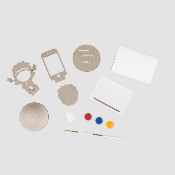 Набор для росписи ТРИ СОВЫ "Фоторамка-Неваляшка. Блогер" с красками и кистью RE-НР_54908