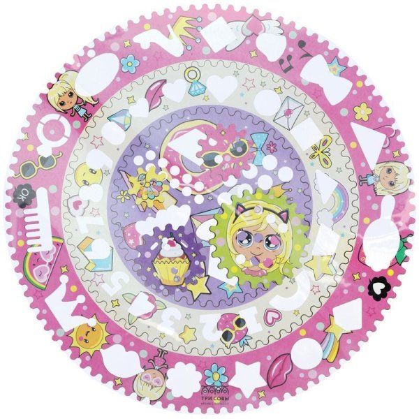 Спирограф для рисования ТРИ СОВЫ "Мода" дерево, 2 зубчатых колеса, 5 зубчатых кругов RE-СФ00006