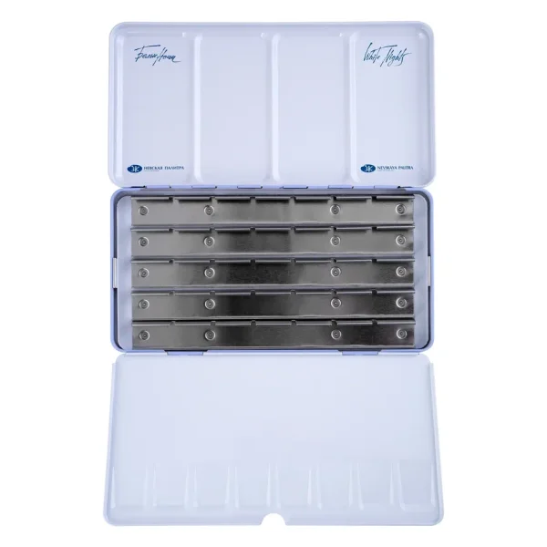 Пенал для акварели на 35 кювет с палитрой БЕЛЫЕ НОЧИ металл, светло-голубой NP-2011301447