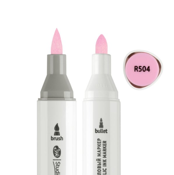 Маркер акриловый двусторонний СОНЕТ перо кисть/пуля 1 шт R504 розовый светлый NP-273-R504