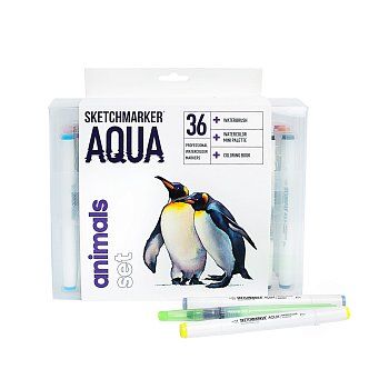 Набор акварельных маркеров SKETCHMARKER Aqua Animals 36 цв MPSMA-36ANIM