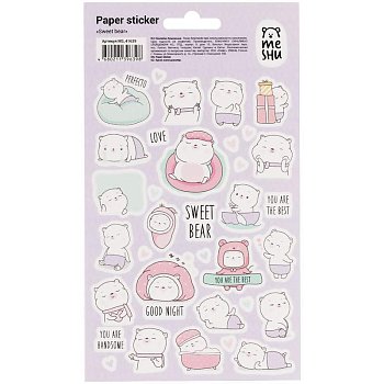 Наклейки бумажные MESHU "Sweet bear" 12 x 21 см RE-MS_41639