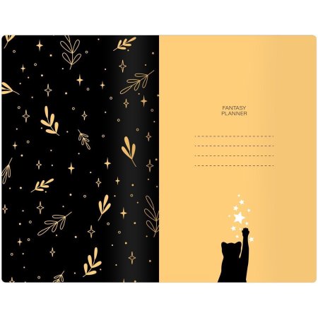 Планер недатированный 32л. 135 x 210 мм MESHU "Black cat" на скобе, мат.лам, зол.фольга RE-MS_53284