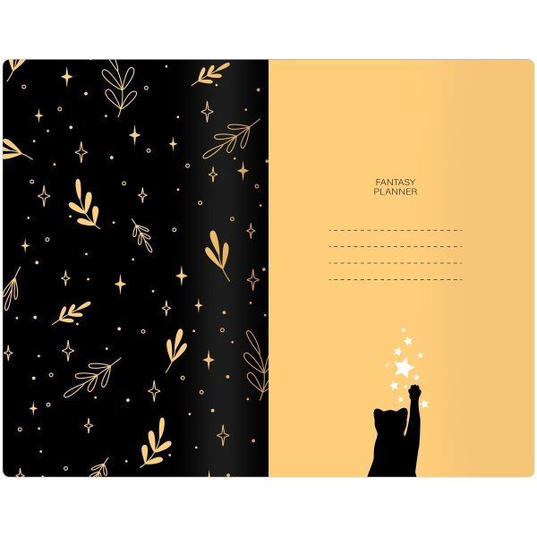 Планер недатированный 32л. 135 x 210 мм MESHU "Black cat" на скобе, мат.лам, зол.фольга RE-MS_53284