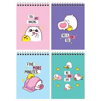 Блокнот А6 60л. MESHU "Happy time" на гребне, матовая ламинация, выборочный УФ-лак RE-MS_52341