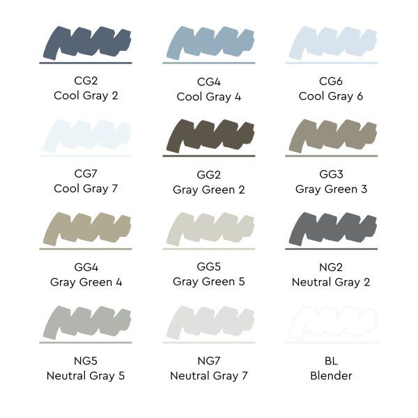 Набор маркеров SKETCHMARKER Gray 12 шт Серые оттенки + сумка органайзер MP12gray