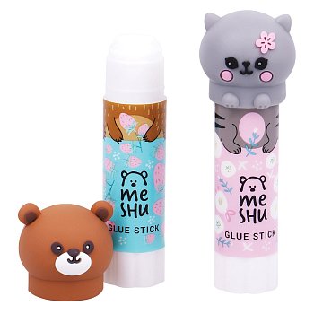 Клей-карандаш MESHU с топпером "Animals" 8 г, ассорти, ПВП RE-MS_45449