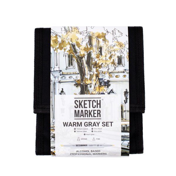Набор маркеров SKETCHMARKER Warm Grey 12 шт + сумка-органайзер MPSM-12WMGR