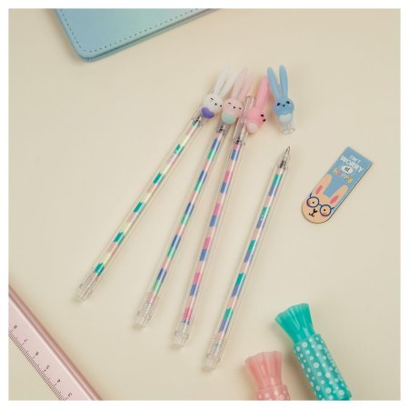 Ручка шариковая MESHU "Ice Cream Rabbit ", синяя, 0,7мм, корпус ассорти, с топпером RE-MS_02873