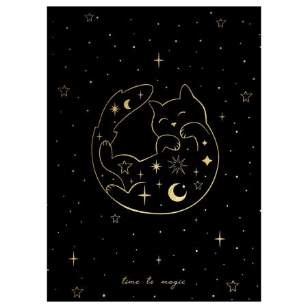 Блокнот А5 50л. MESHU "Black Cat" на отрывной склейке, матовая ламинация, тиснение фольгой RE-MS_54387