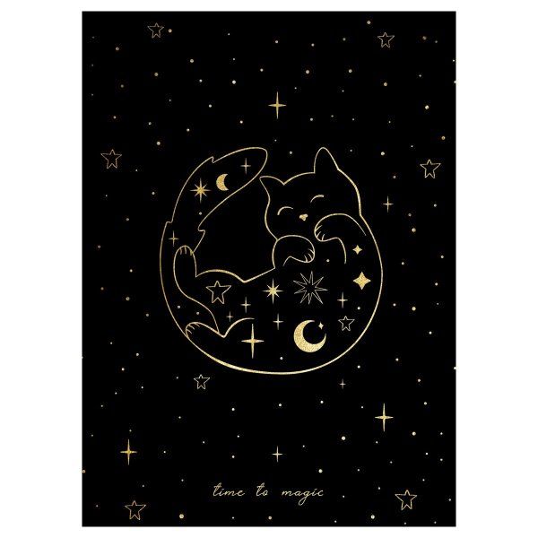 Блокнот А5 50л. MESHU "Black Cat" на отрывной склейке, матовая ламинация, тиснение фольгой RE-MS_54387