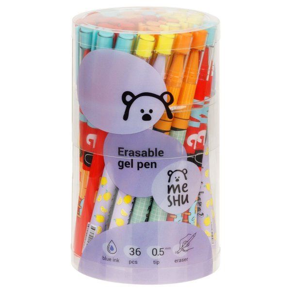Ручка гелевая стираемая MESHU "Juicy cats" синяя, 0.5 мм, корпус ассорти, софт-тач RE-MS_54001