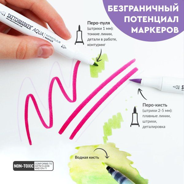 Набор акварельных маркеров SKETCHMARKER Aqua Citrus Set 24 цв MPSMA-24CITR