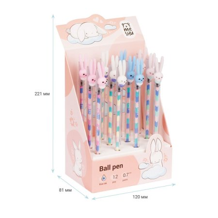Ручка шариковая MESHU "Ice Cream Rabbit ", синяя, 0,7мм, корпус ассорти, с топпером RE-MS_02873