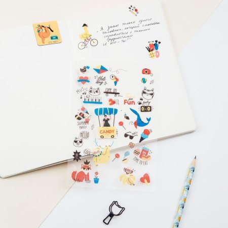 Наклейки ПВХ MESHU "Summer party", 10*21см, 34 наклейки, инд. уп., европодвес RE-MS_42736