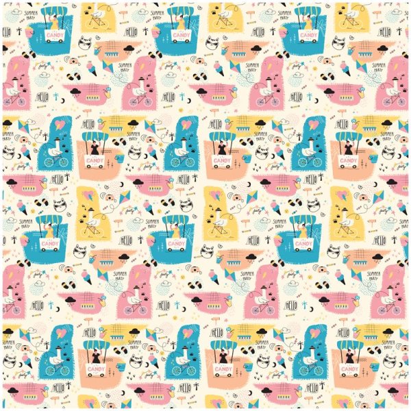 Упаковочная бумага глянцевая MESHU "Summer Party" 1л. 70 x 100 см 90 г/м2 RE-М100_41085