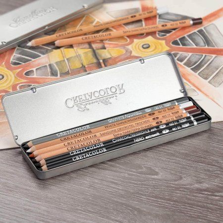 Набор для эскизов CRETACOLOR Primo Basic 6 предметов, мет.пенал CR40006