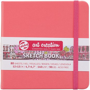 Блокнот для зарисовок ART CREATION 140 г/м2 12 x 12 см 80 л, твердая обложка, коралловая MP9314314M