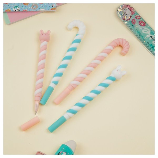 Ручка шариковая MESHU "Lollipop" синяя, 0.7 мм, корпус ассорти, с топпером RE-MS_02712