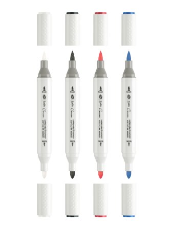 Набор акриловых маркеров СОНЕТ двусторонний, 4 цв популярные цвета, перо кисть/пуля, блистер NP-2731032328