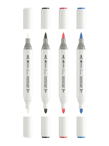 Набор акриловых маркеров СОНЕТ двусторонний, 4 цв популярные цвета, перо кисть/пуля, блистер NP-2731032328