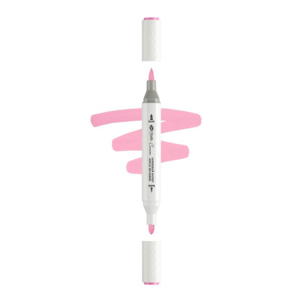 Маркер акриловый двусторонний СОНЕТ перо кисть/пуля 1 шт R605 розовый NP-273-R605