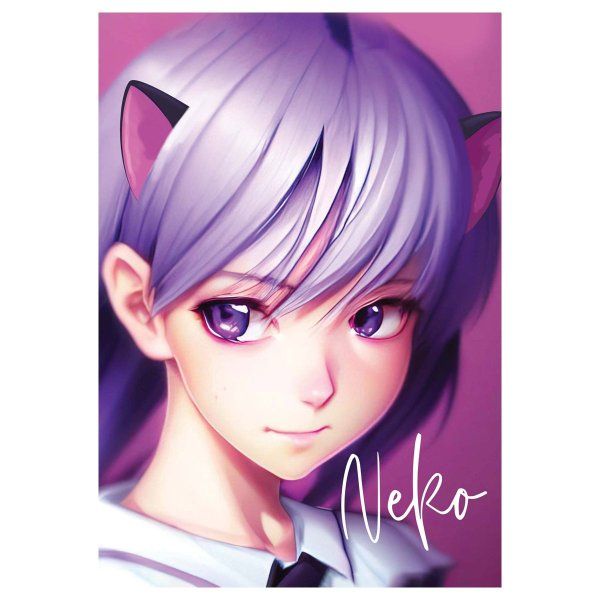 Тетрадь 80л. A5 клетка на гребне MESHU "Neko" двойная обложка, матовая ламинация, тиснение фольгой RE-MS_53953