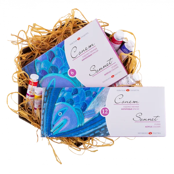 Набор акриловых красок СОНЕТ 12 шт х 18 мл, картон/коррекс NP-28411326