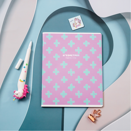 Тетрадь предметная 48л. MESHU "Duo Brush" - Геометрия, матовая ламинация, тиснение фольгой RE-MS_31287